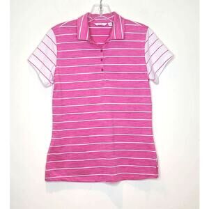 Lady Hagen pink stripe golf polo shirt - xs